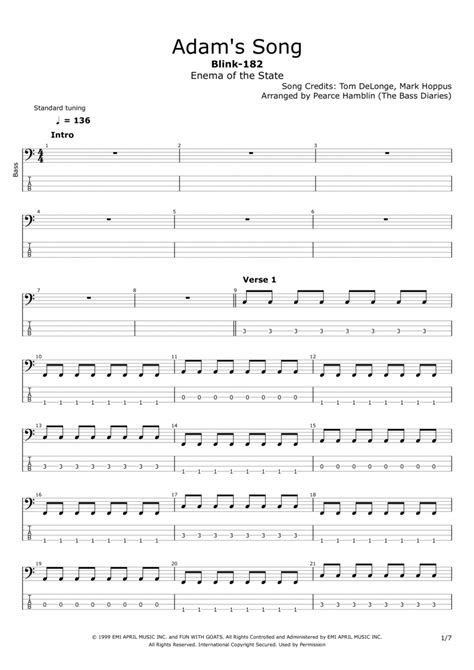 adams song tab bass|blink 182 adams song chords.